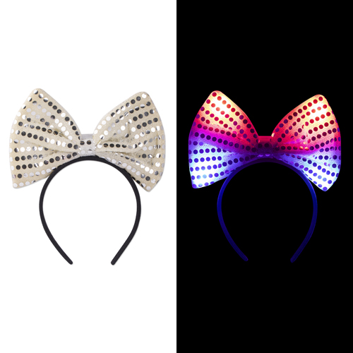 Picture of LED Silver Sequin Bow Headband