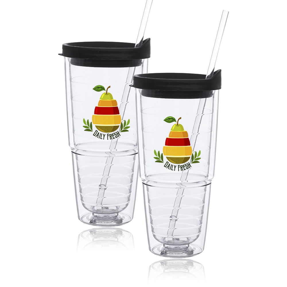 Picture of 24 Oz. Double Wall Solid Clear Orbit Acrylic Tumblers