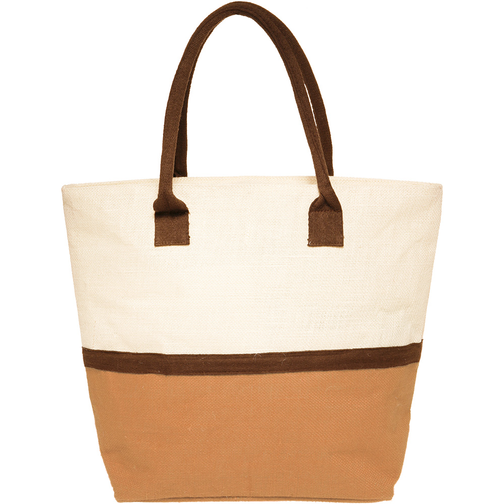 Picture of Two-Tone Jute Beach Tote Bags (17.5"x13.5")
