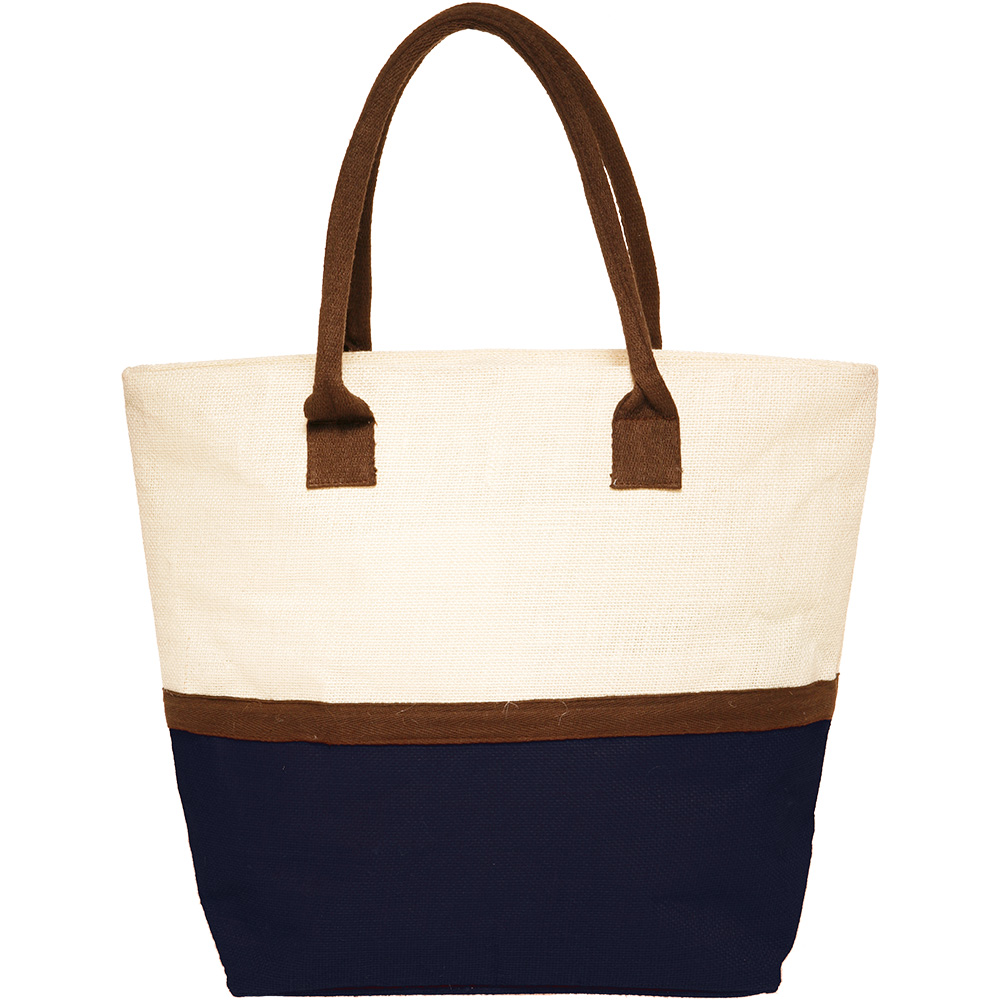 Picture of Two-Tone Jute Beach Tote Bags (17.5"x13.5")