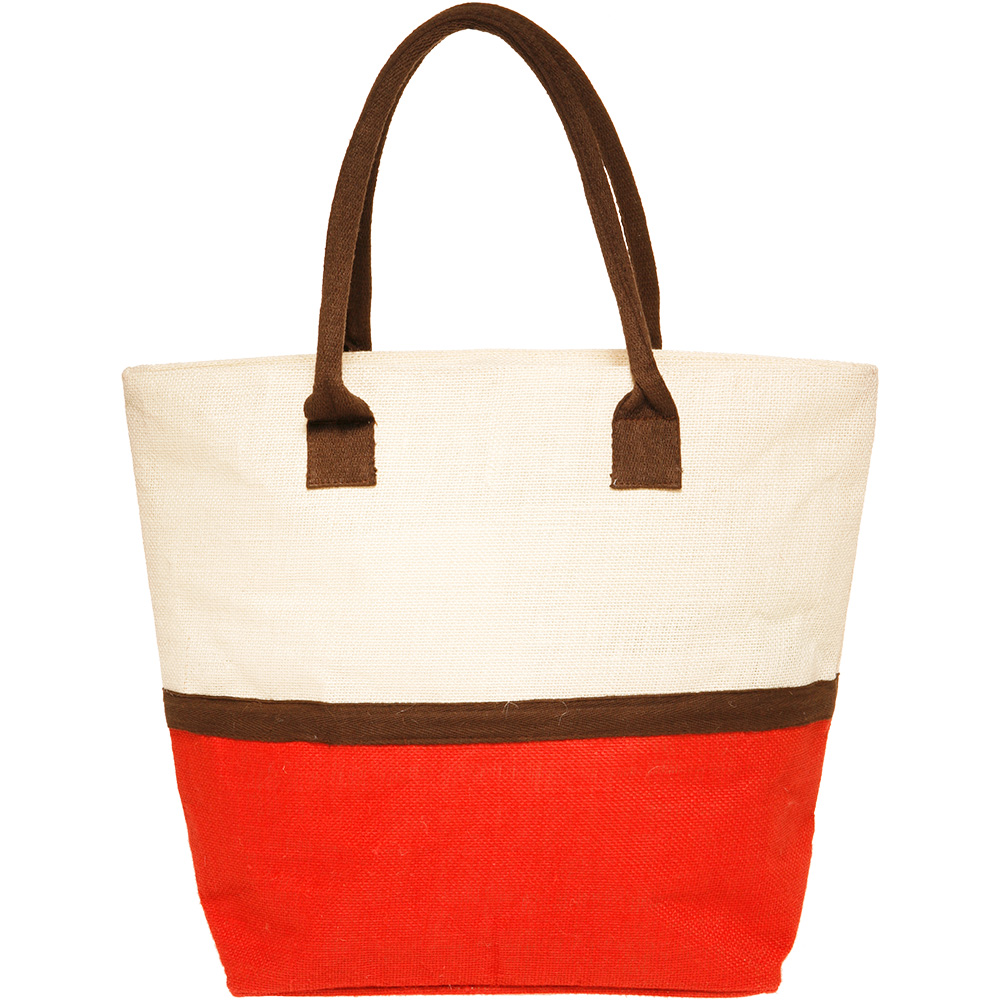 Picture of Two-Tone Jute Beach Tote Bags (17.5"x13.5")