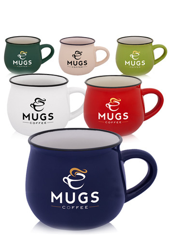 Picture of 12 Oz. Two Tone Glossy Pottery Coffee Mugs