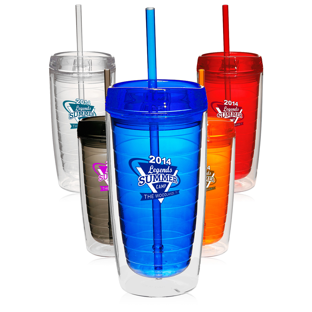 Picture of 16 Oz. Double Wall Acrylic Tumblers W/Straw