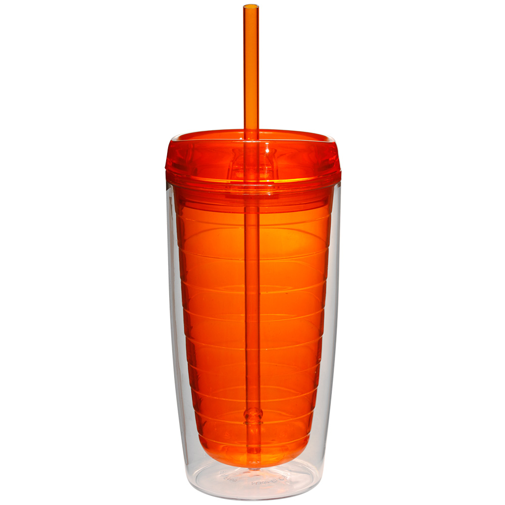Picture of 16 Oz. Double Wall Acrylic Tumblers W/Straw