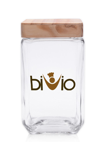 Picture of 54 Oz. Square Glass Candy Jars with Wooden Lid