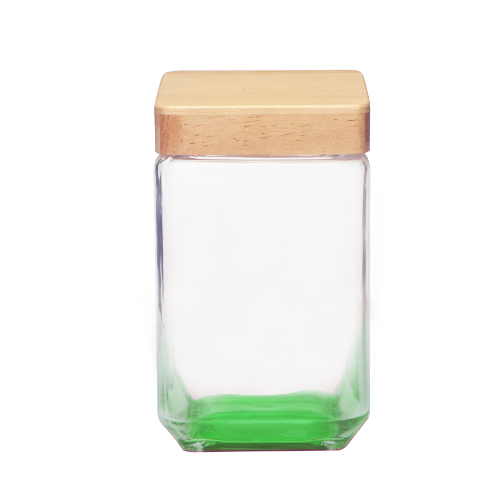 Picture of 54 Oz. Square Glass Candy Jars with Wooden Lid