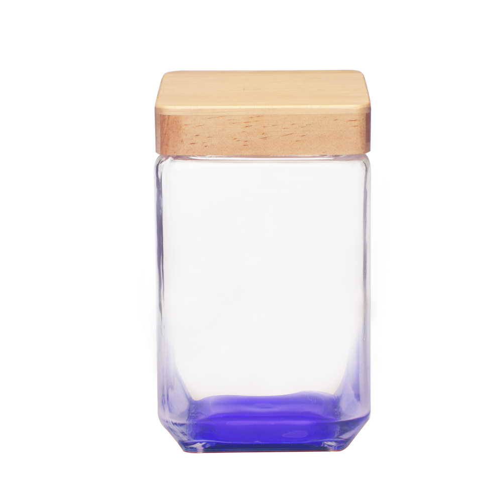Picture of 54 Oz. Square Glass Candy Jars with Wooden Lid