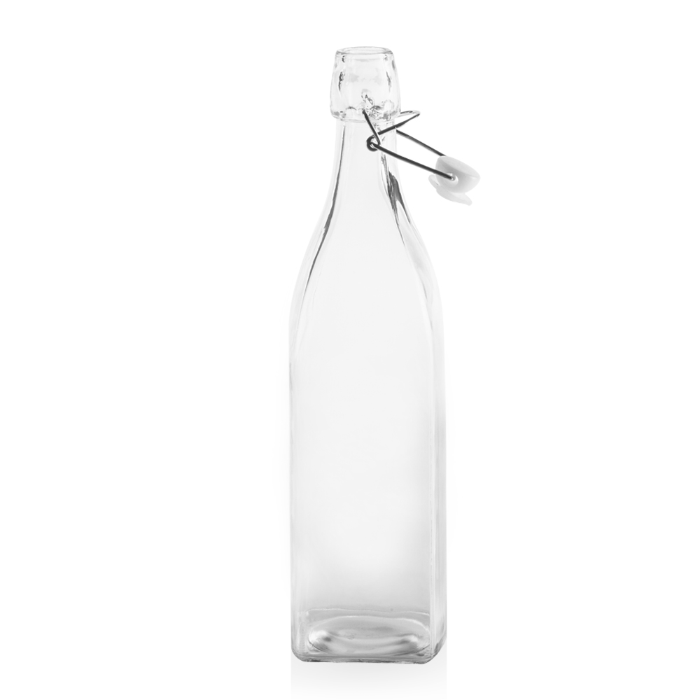 Picture of 34 Oz. Wire Lid Square Glass Carafe Water Bottles