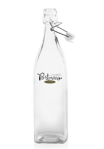 Picture of 34 Oz. Wire Lid Square Glass Carafe Water Bottles