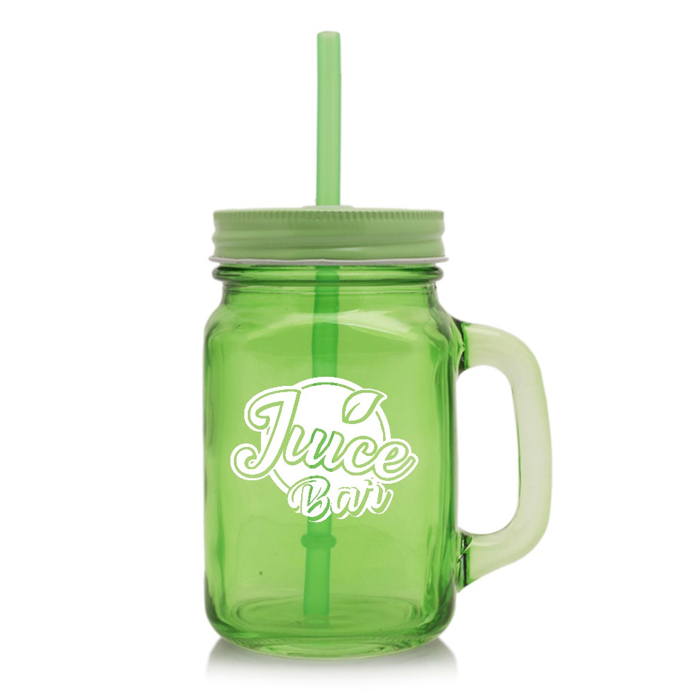 Picture of 15 Oz. Colored Mason Jars with Straw
