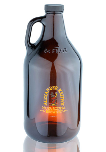 Picture of 64 Oz. Amber Handle Glass Beer Growler