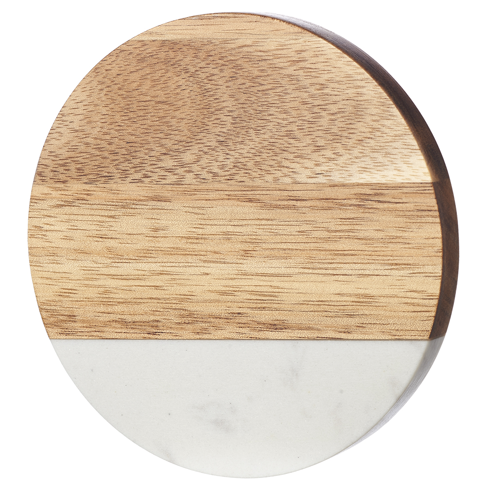 Picture of Round Marble and Wood Coasters with Bottle Opener