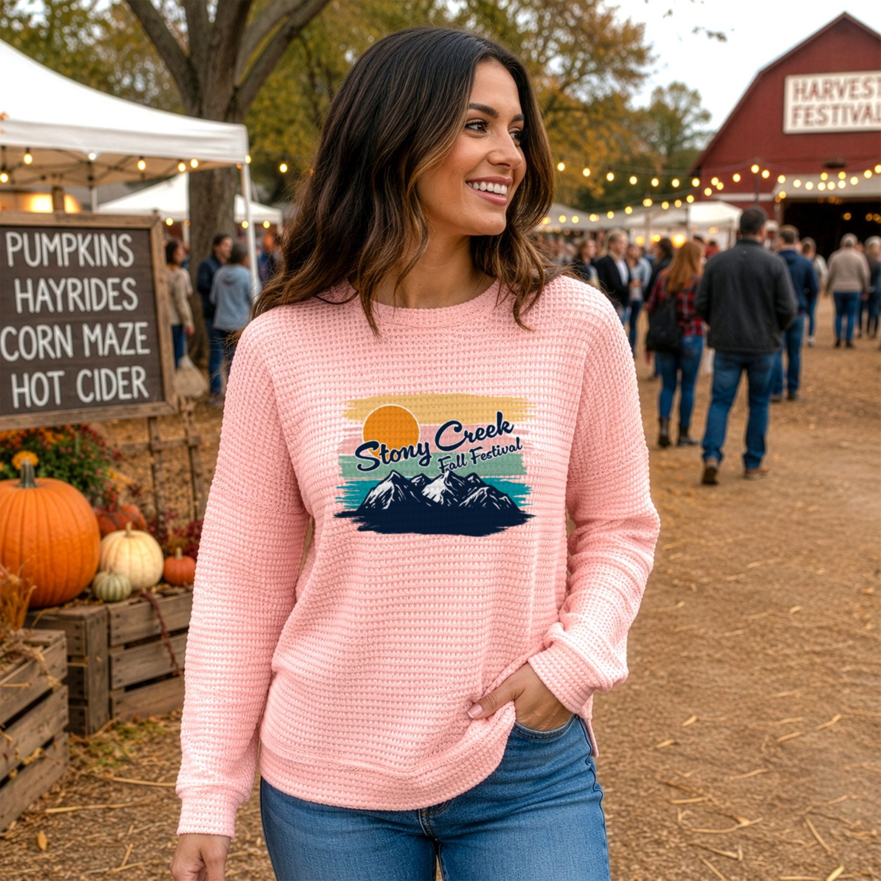 Picture of Women's Waffle Knit Hi Low Shirt - Full Color