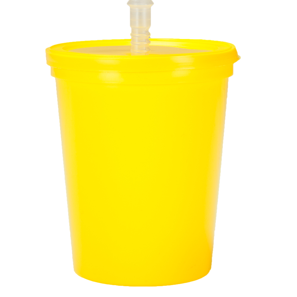 Picture of 16 Oz. Plastic Stadium Cups with Lid and Straw