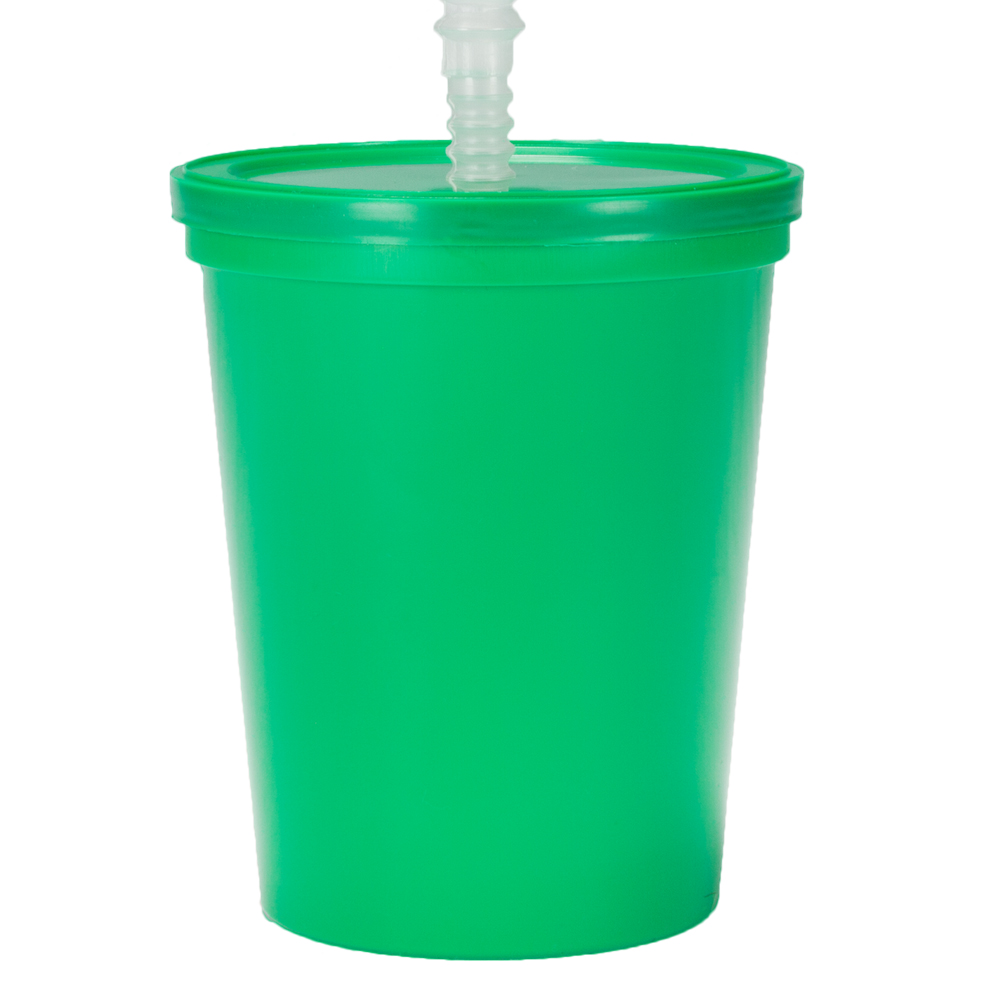 Picture of 16 Oz. Plastic Stadium Cups with Lid and Straw