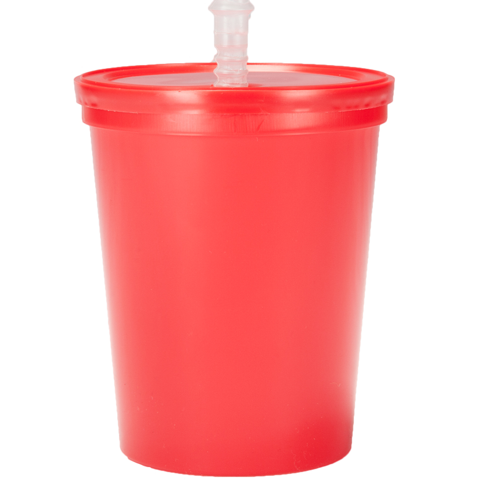 Picture of 16 Oz. Plastic Stadium Cups with Lid and Straw