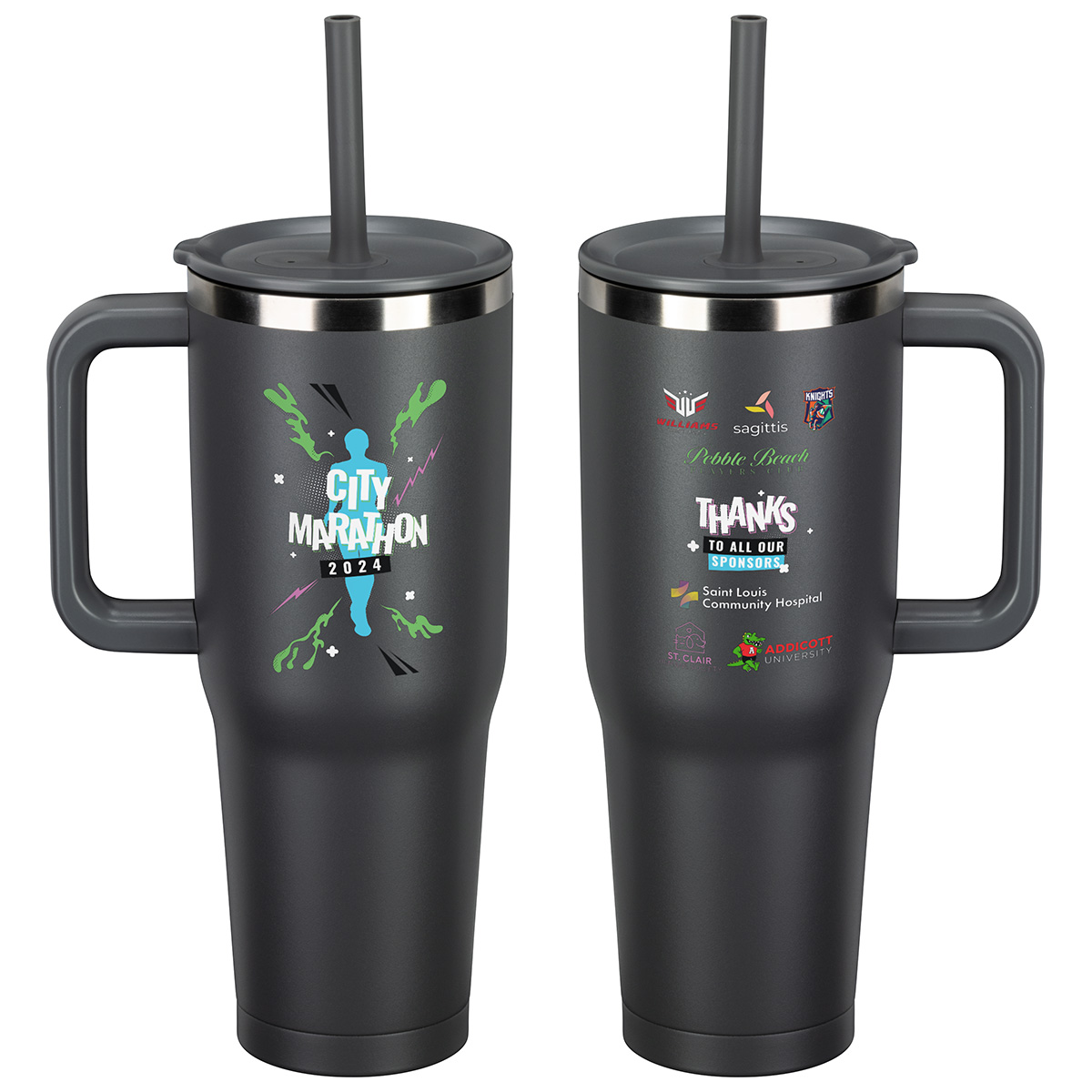 Picture of SENSO® Summit 40 oz Insulated Stainless Steel Travel Mug with Press-In Str