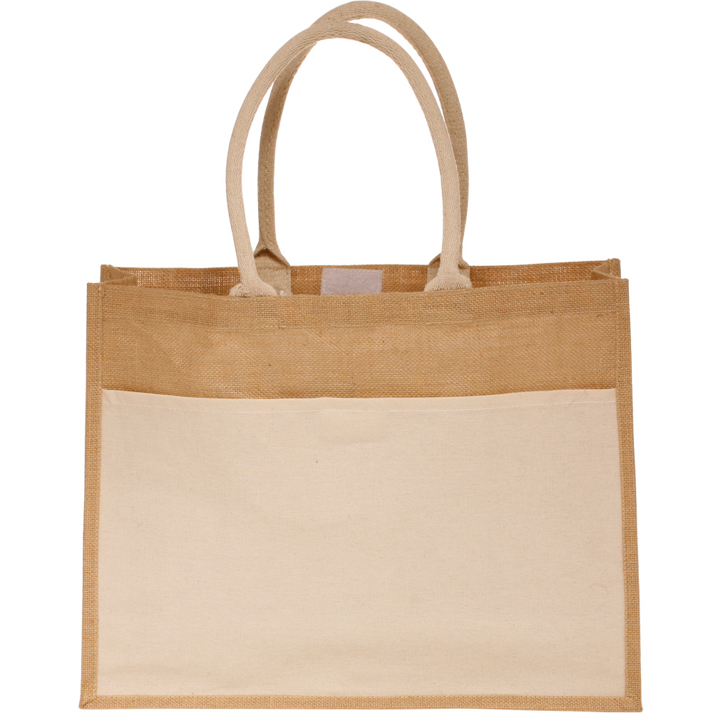 Picture of Canvas Pocket Jute Tote Bags (17.75"x13.75")