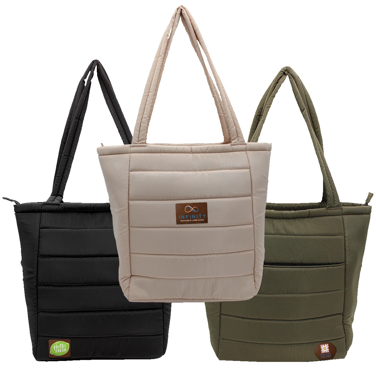 Picture of Otaria™ Puffy Recycled Tote Bag, Leather Patch - Full Color