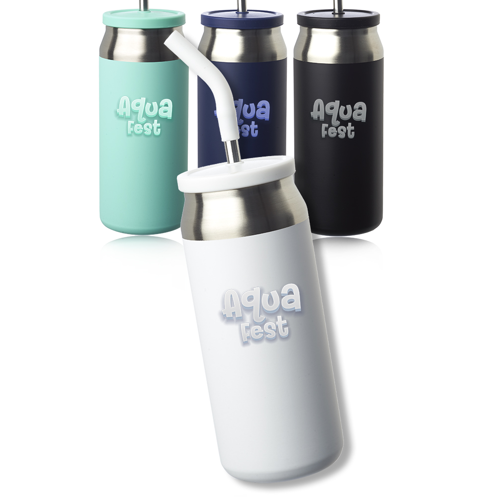 Picture of 22 oz Sydney Can Shaped Tumbler with Silicone Lid and Straw