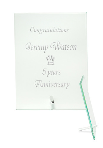 Picture of Small Jade Glass Plaque Awards with Stand