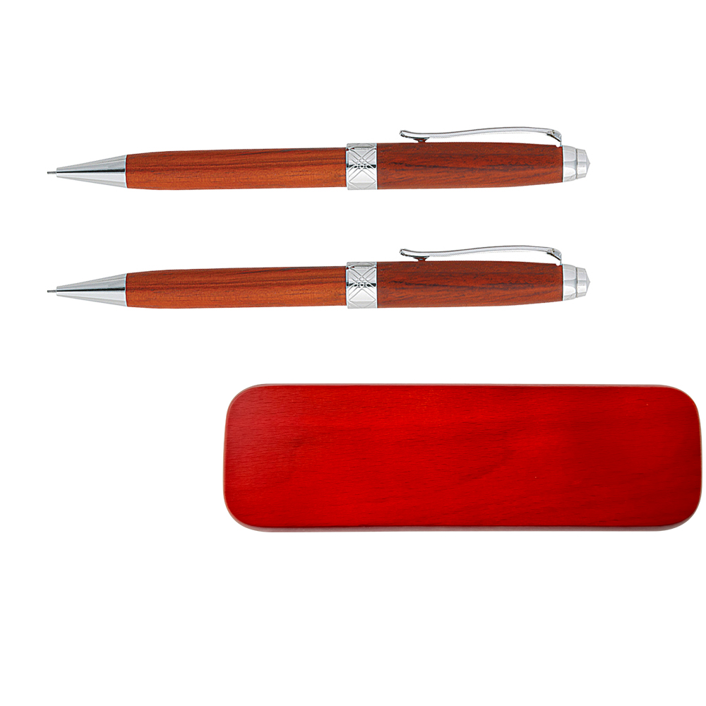 Picture of Terrific Timber-3 Pen and Pencil Set in Wooden Box