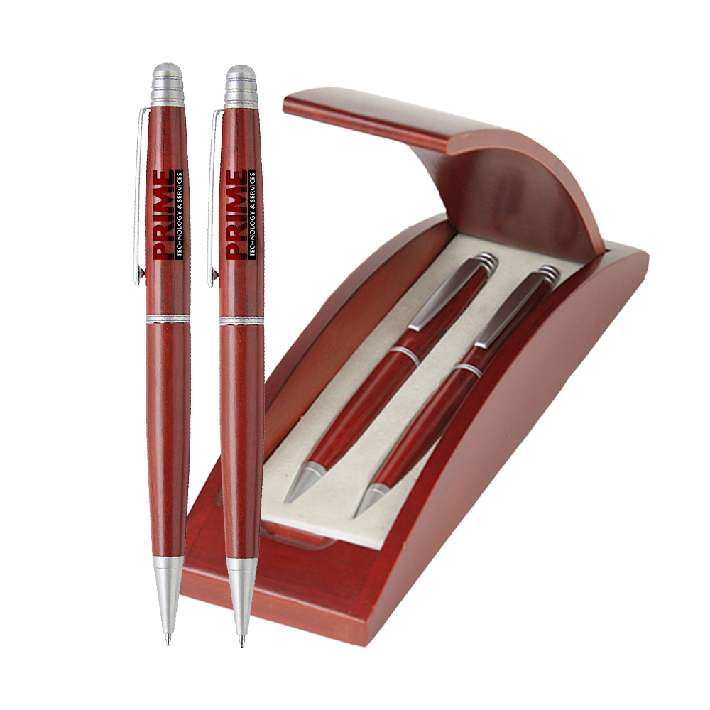 Picture of Terrific Timber-4 Pen and Pencil Set in Wooden Box