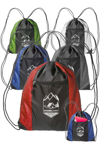 Picture of Beyer Zipper Pocket Drawstring Backpacks