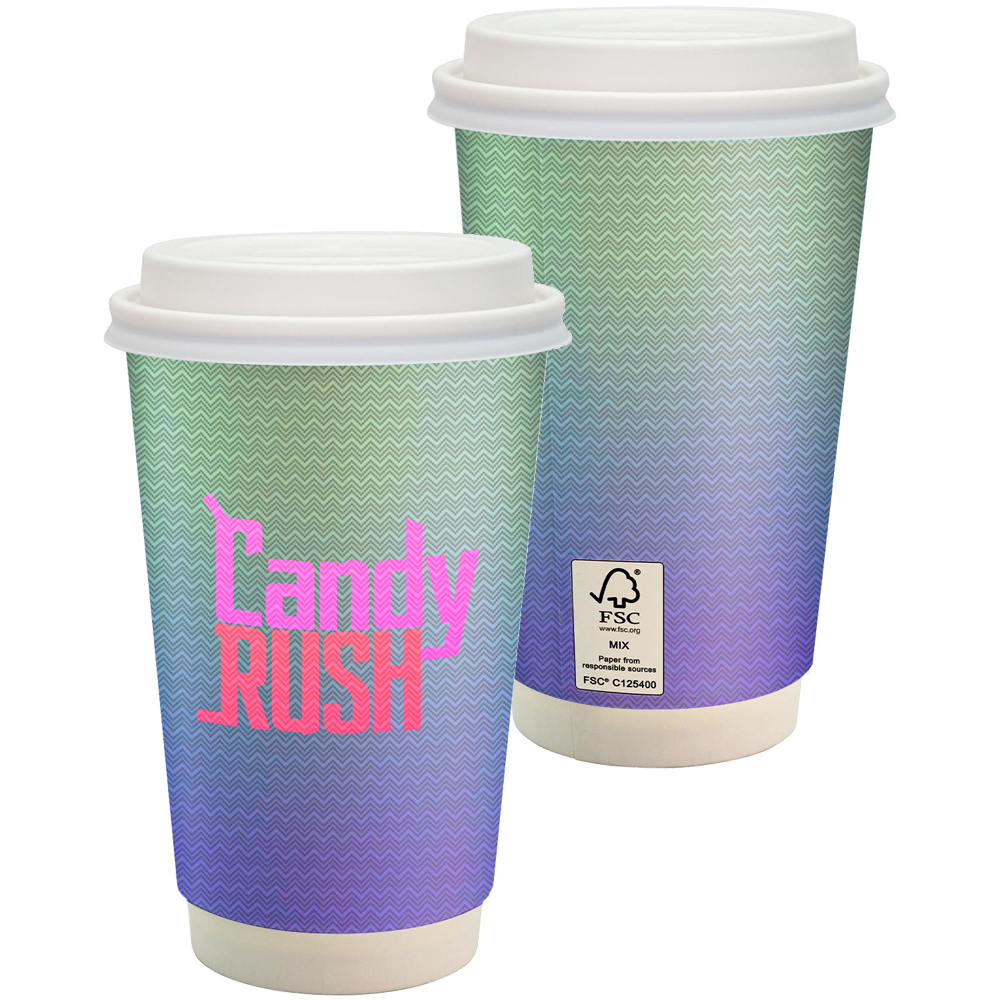 Picture of 16 oz Full Color Paper Cup with Lid