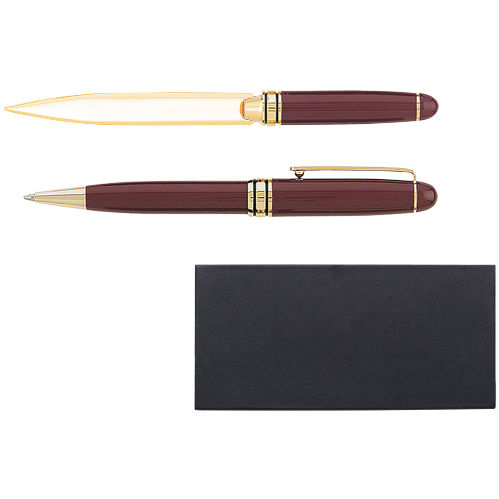 Picture of Danish-I Brass Letter Opener with GS Double Pen Set