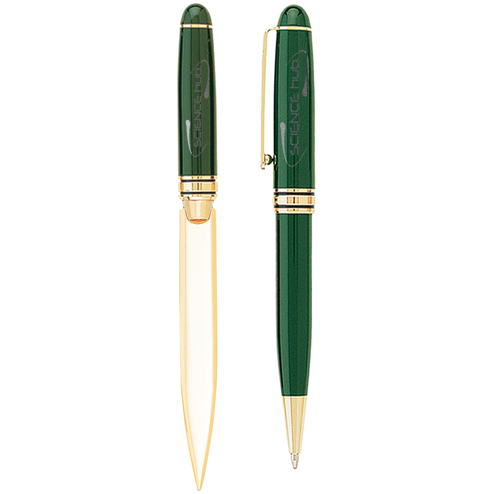 Picture of Danish-I Brass Letter Opener with GS Double Pen Set