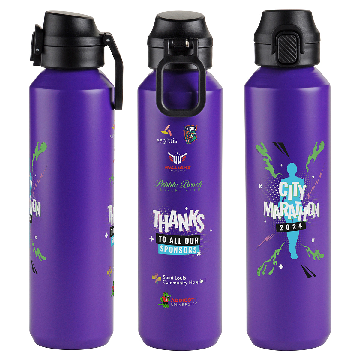 Picture of Nexus 27 oz Recycled Aluminum Bottle with Flip-Top Lid and Carabiner