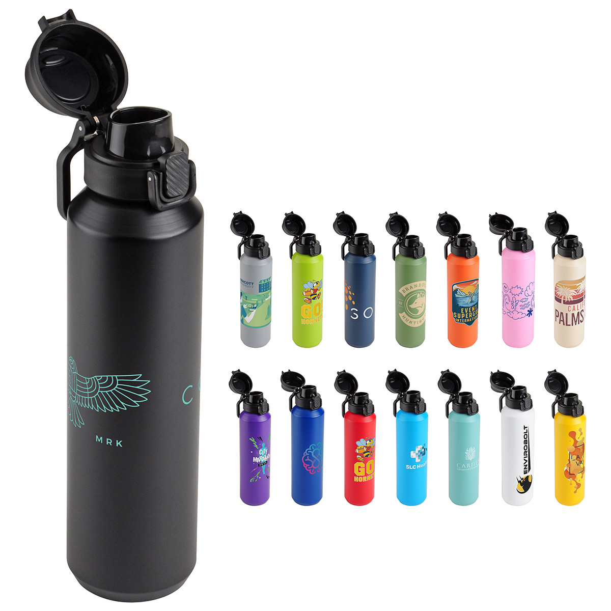 Picture of Nexus 27 oz Recycled Aluminum Bottle with Flip-Top Lid and Carabiner
