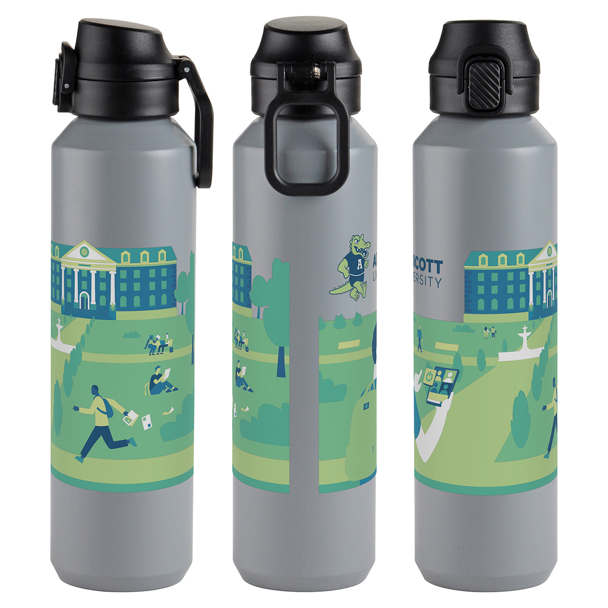 Picture of Nexus 27 oz Recycled Aluminum Bottle with Flip-Top Lid and Carabiner