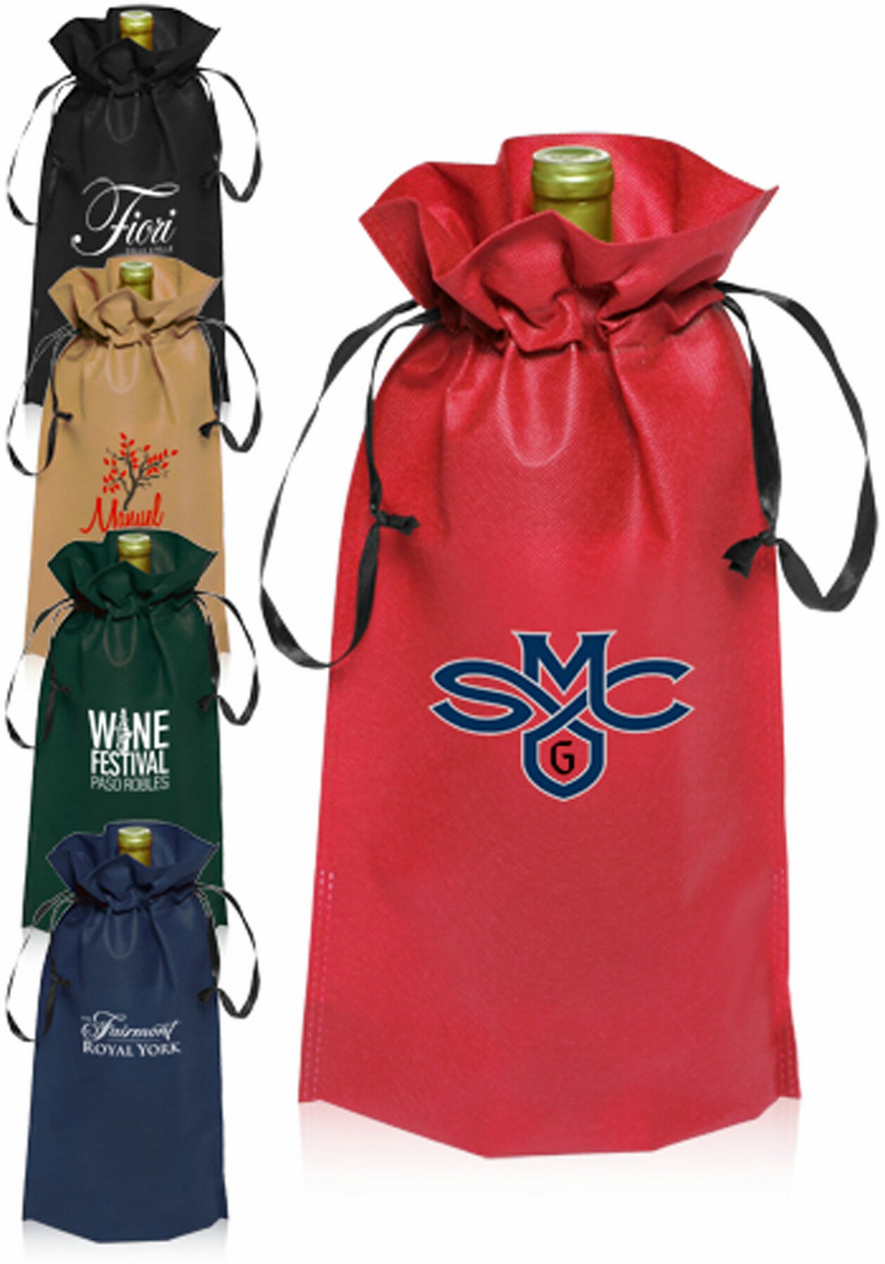 Picture of Non-Woven Vineyard Ribbon Drawstring Bags