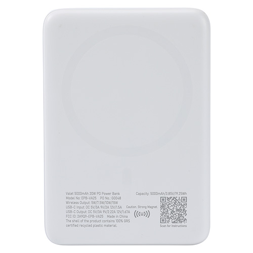 Picture of Valet 5000mAh 20W PD Power Bank with 15W Magnetic Wireless Charger