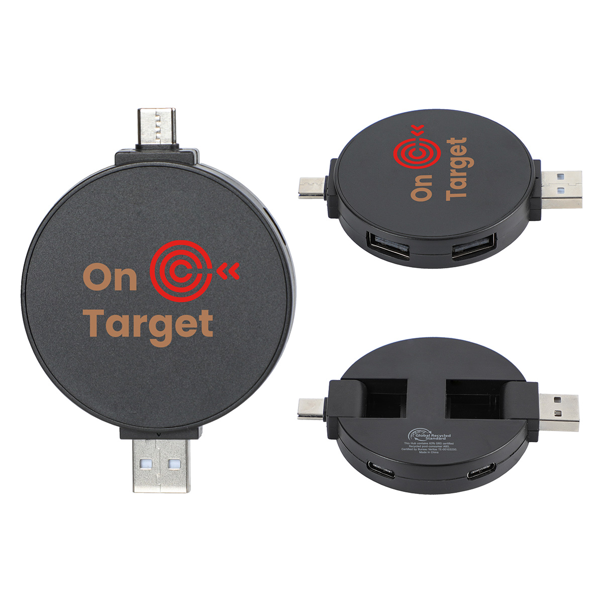 Picture of Quad 4-Port USB-C & USB-A Hub with Recycled ABS Case