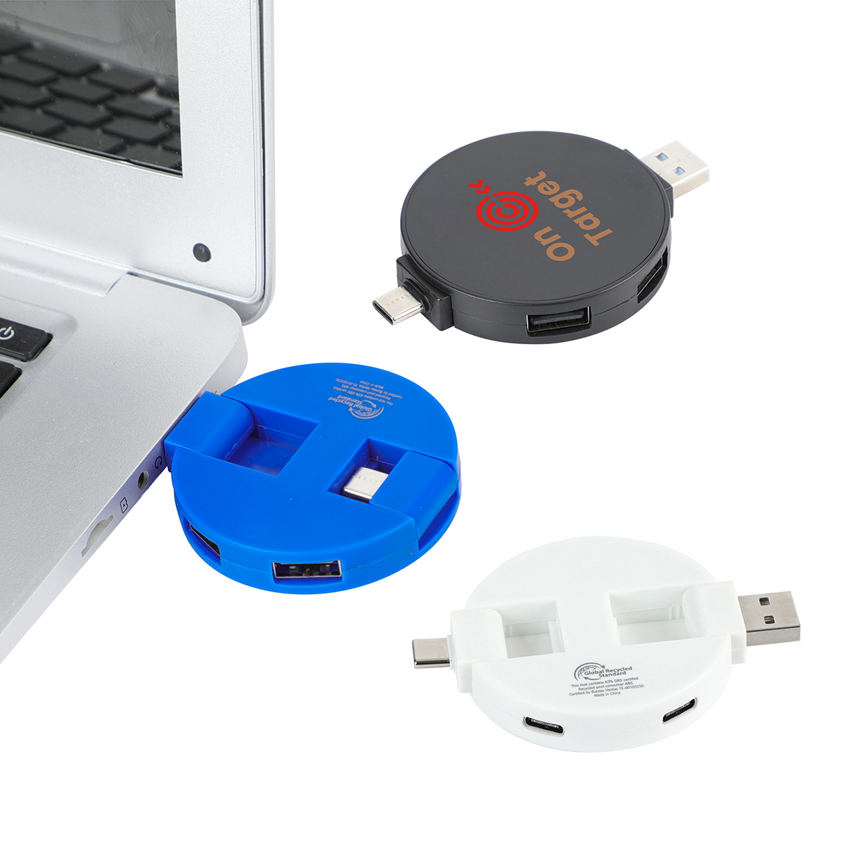 Picture of Quad 4-Port USB-C & USB-A Hub with Recycled ABS Case