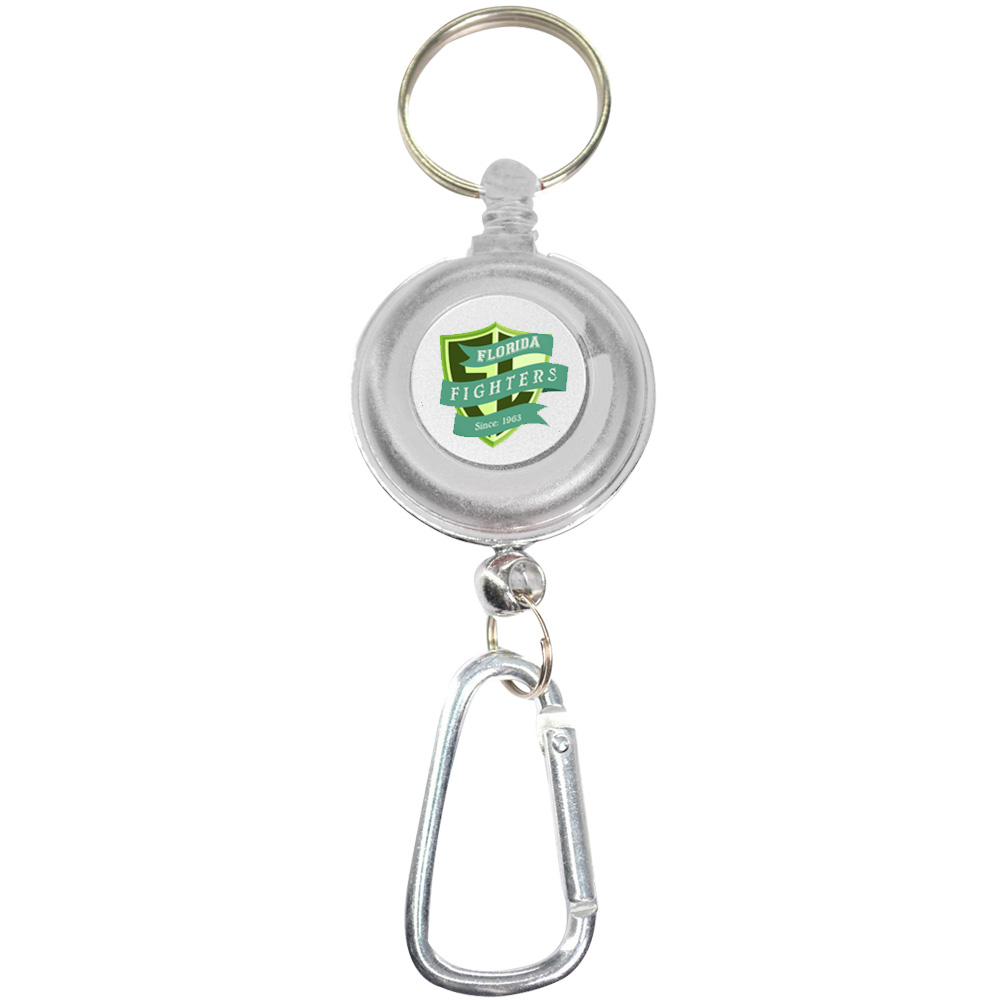 Picture of Transparent Badge Reel with Carabiner and Keyring