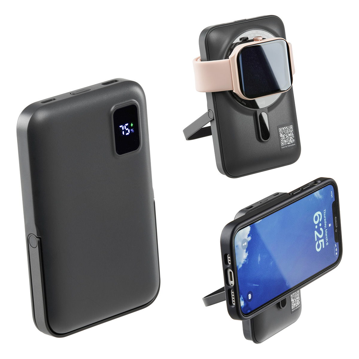 Picture of Regal 10000mAh 20W PD Power Bank w/15W Magnetic Wireless Charger, Watch Cha