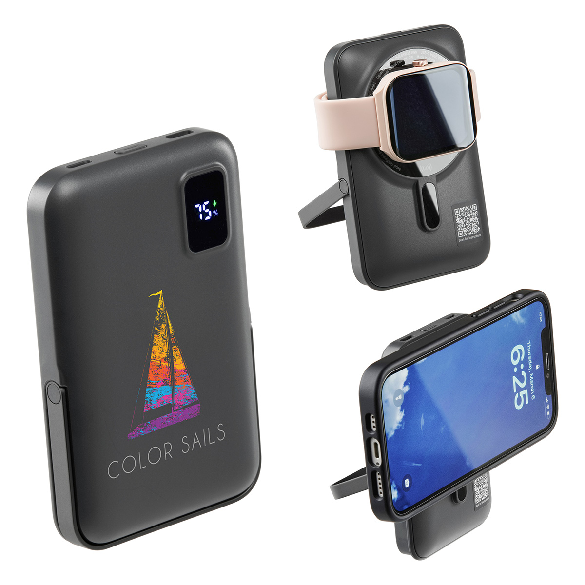 Picture of Regal 10000mAh 20W PD Power Bank w/15W Magnetic Wireless Charger, Watch Cha