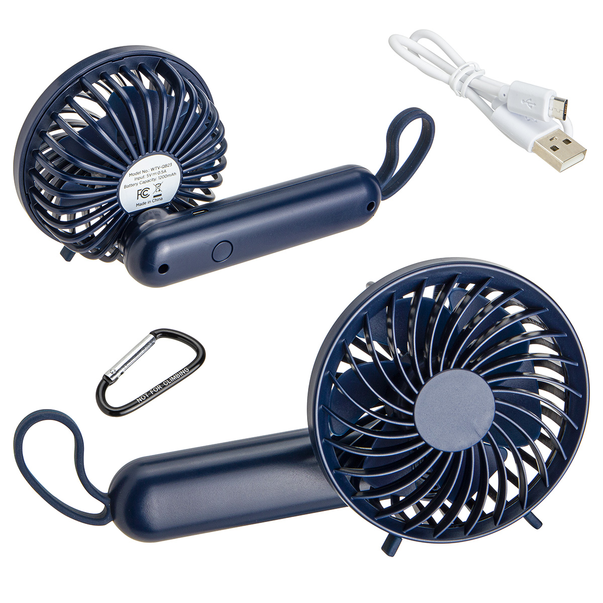 Picture of Quiet Breeze Rechargeable Hand Fan with Carabiner