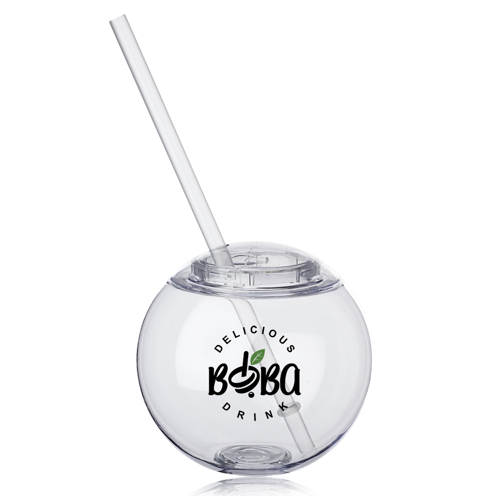Picture of Moran 15 oz Plastic Cocktail Ball with Straw
