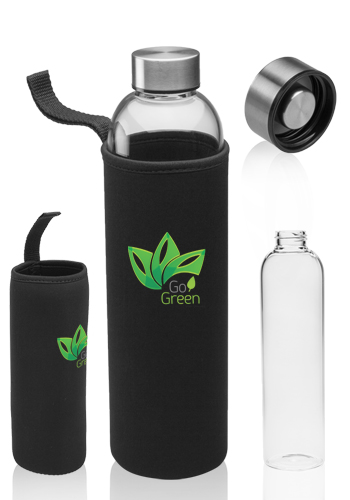 Picture of 34 Oz. Aarthus Glass Water Bottles with Carrying Pouch