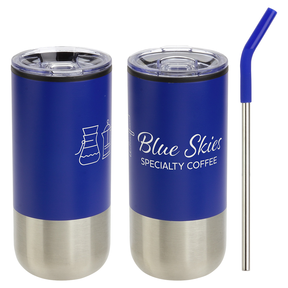 Picture of Oxford 16 oz Stainless Steel/Polypropylene Tumbler with Straw
