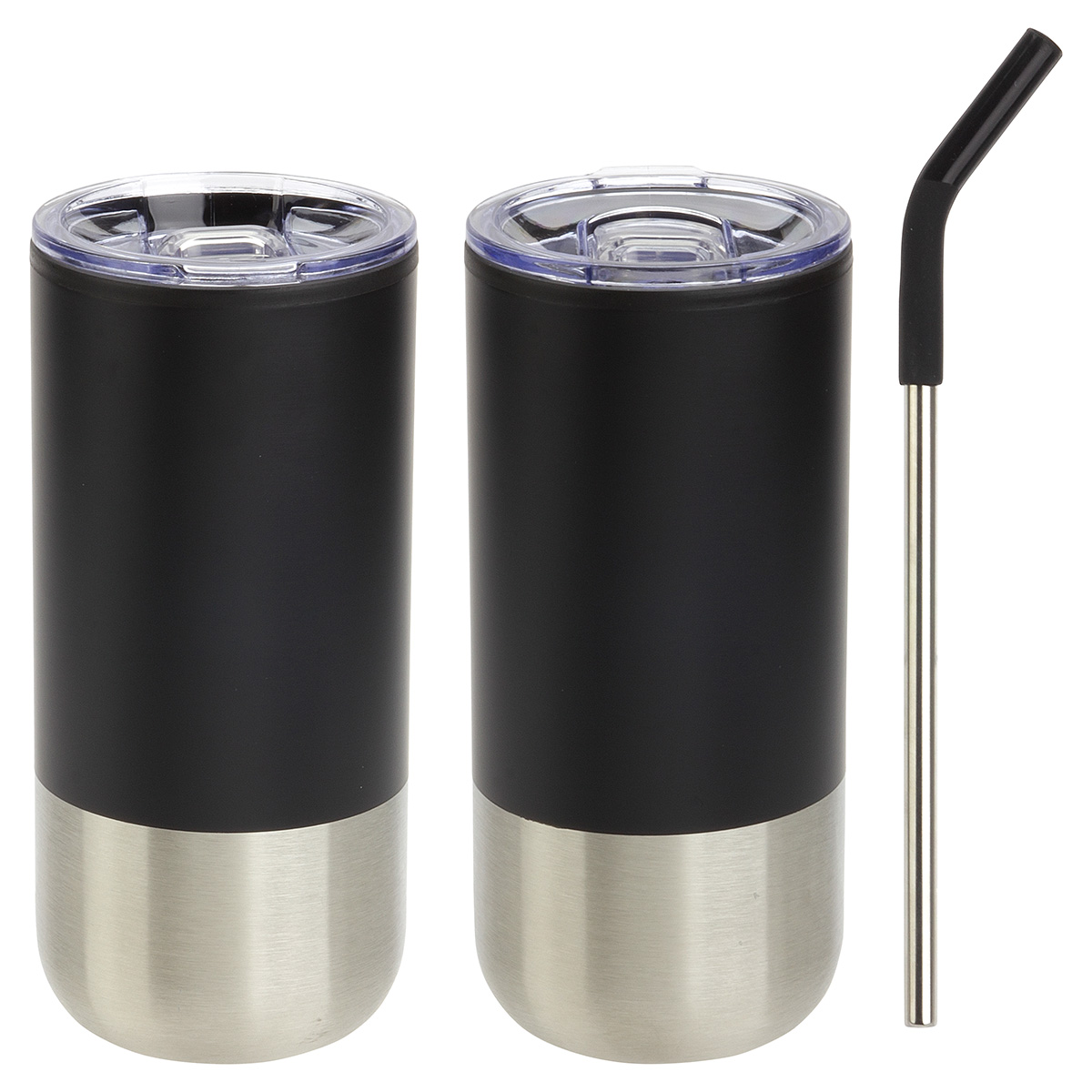 Picture of Oxford 16 oz Stainless Steel/Polypropylene Tumbler with Straw