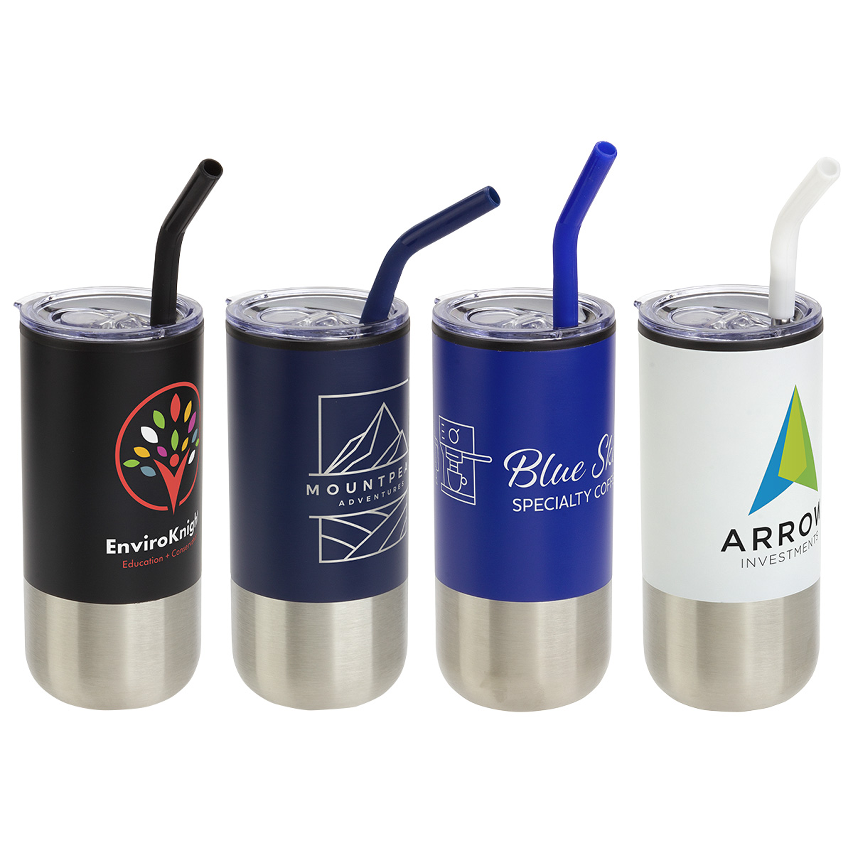 Picture of Oxford 16 oz Stainless Steel/Polypropylene Tumbler with Straw