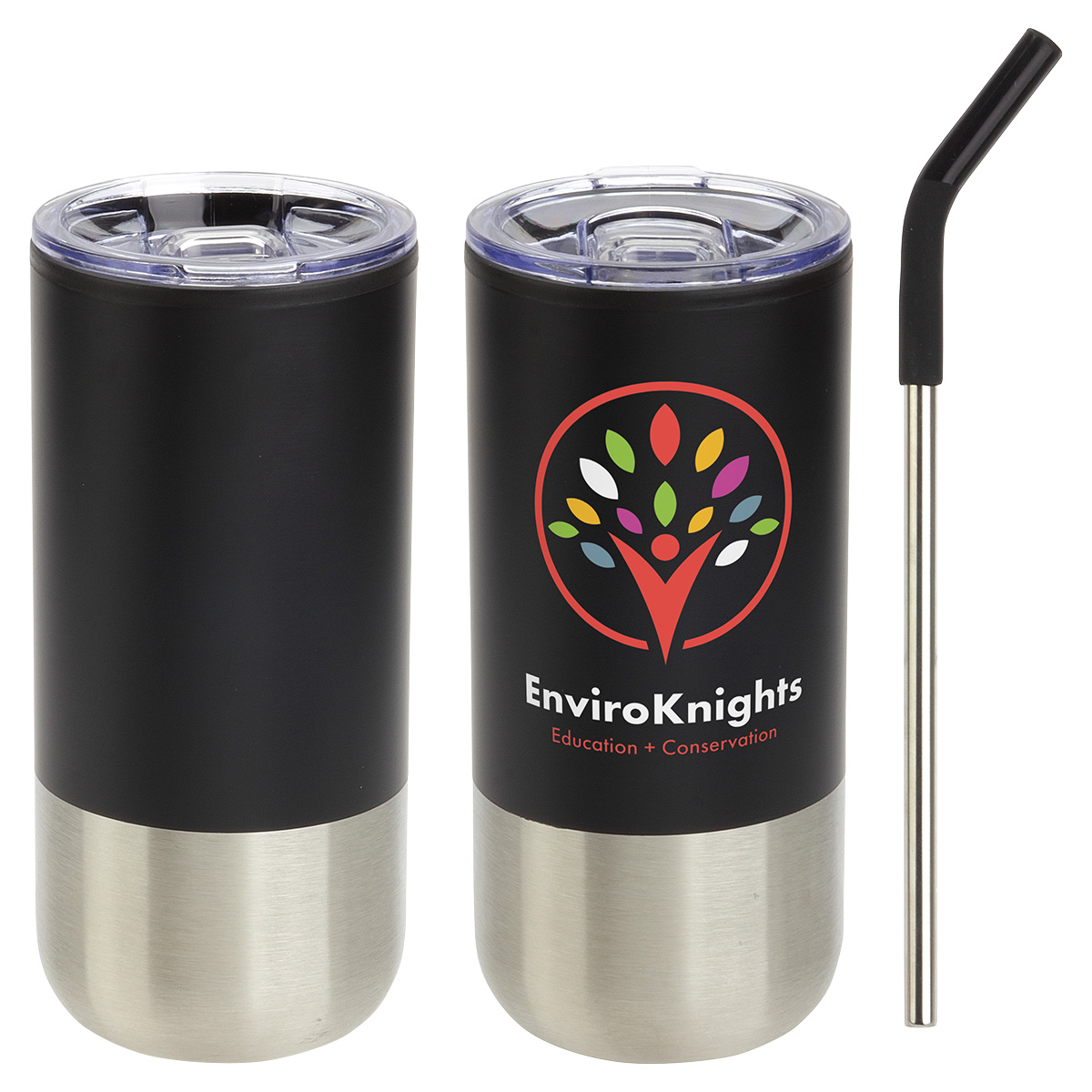 Picture of Oxford 16 oz Stainless Steel/Polypropylene Tumbler with Straw