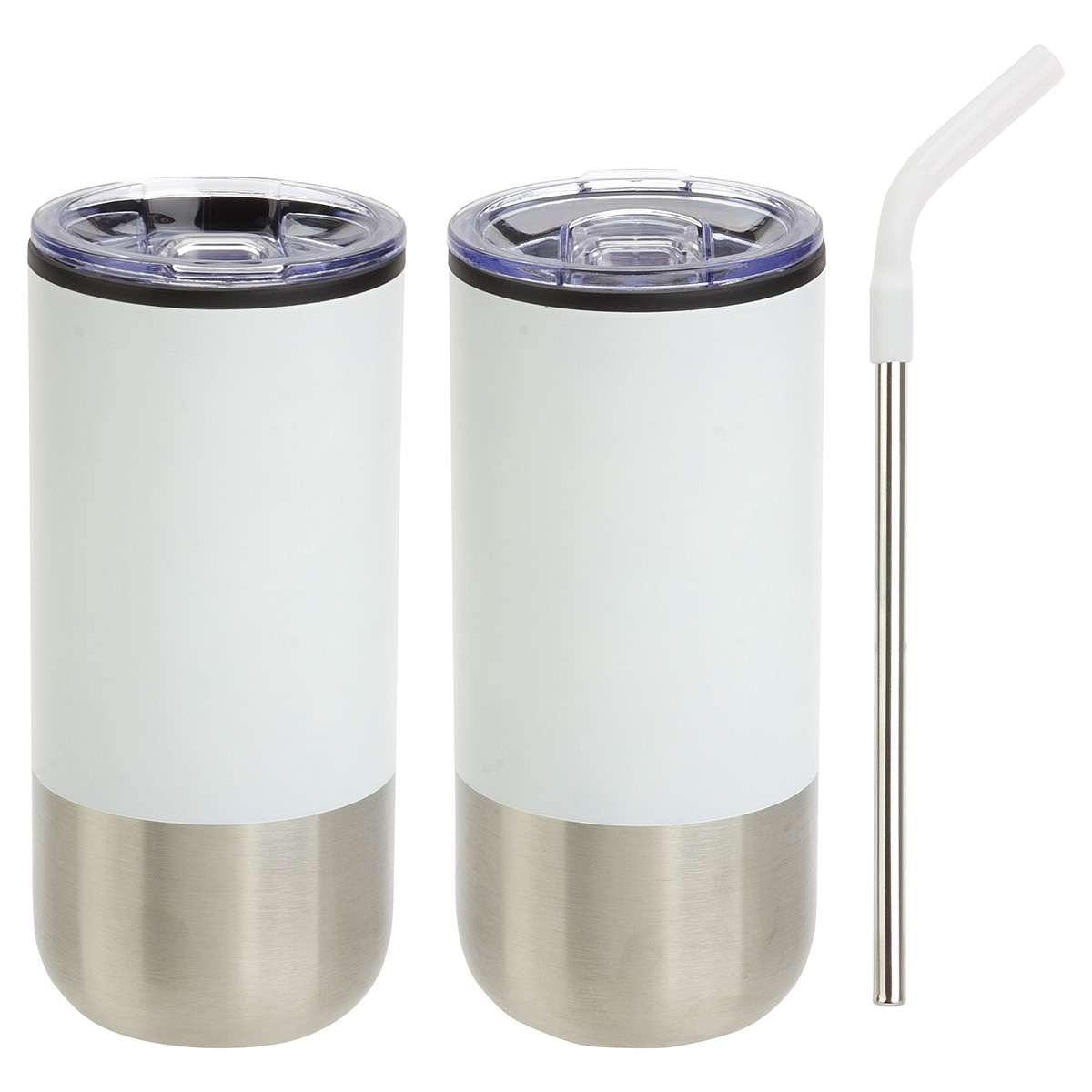 Picture of Oxford 16 oz Stainless Steel/Polypropylene Tumbler with Straw