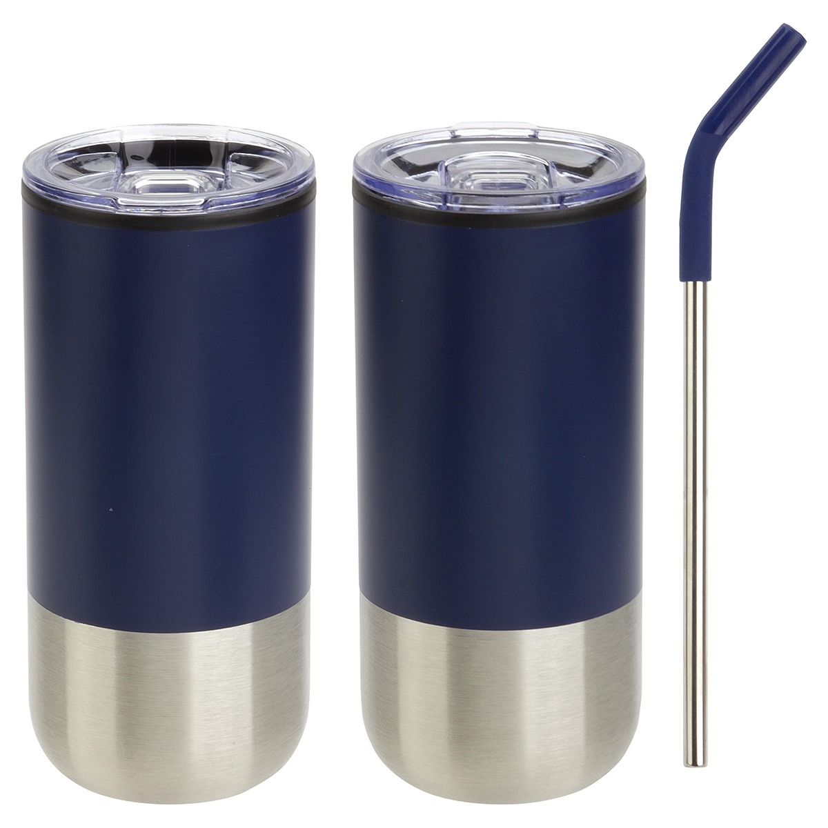 Picture of Oxford 16 oz Stainless Steel/Polypropylene Tumbler with Straw